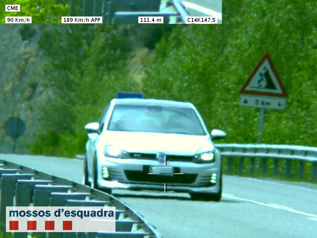 Caçat un conductor d'Andorra a 189 km/h per la C-14