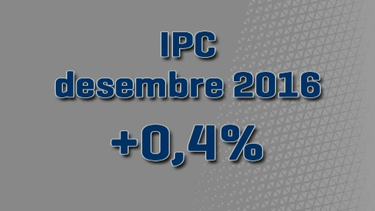 L'IPC del 2016 se situa en valors positius, amb un 0,4%