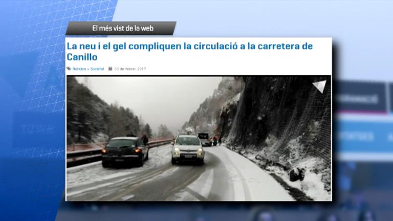 El tall a la carretera de Canillo a causa de la neu, el més vist de la setmana a Andorra Difusió