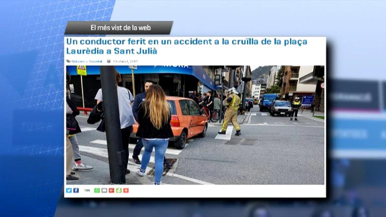 L'accident a la cruïlla de la plaça Laurèdia centra l'interès dels usuaris d'Andorra Difusió aquesta setmana