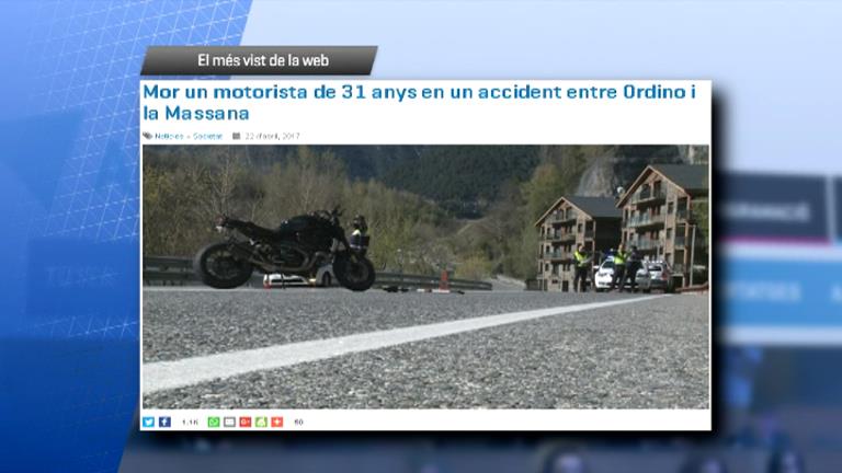 L'accident mortal d'un jove de 31 anys, el més vist de la setmana a Andorra Difusió