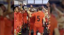 La celebració de la primera victòria del FC Andorra a segona divisió, a ritme de Pereza