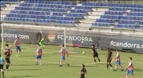 El FC Andorra torna a guanyar sense repetir les bones sensacions del debut en un partit marcat per la calamarsa