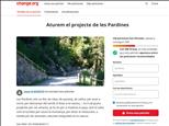 Petició per aturar el projecte turístic a les Pardines 