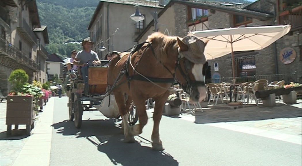 Veïns d'Ordino recullen signatures per retirar una carrossa per a turistes arrossegada per un cavall