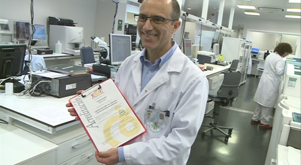 Certificat d'excel·lència per al laboratori de l'hospital