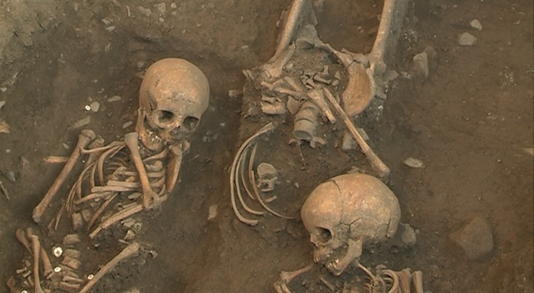 L'excavació arqueològica a l'església de Santa Coloma descobreix set esquelets