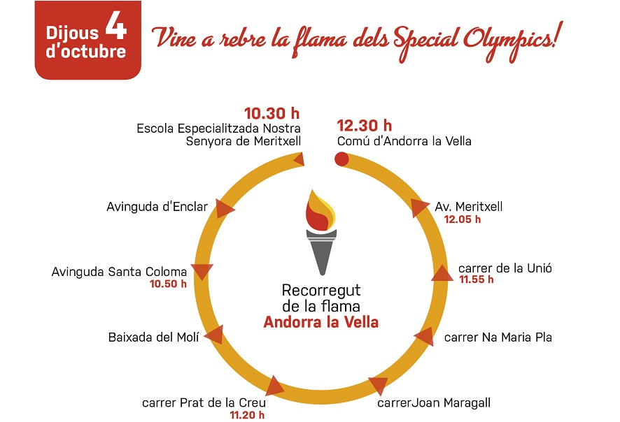 La flama dels Special Olympics recorrerà dijous al matí Santa Coloma i Andorra la Vella