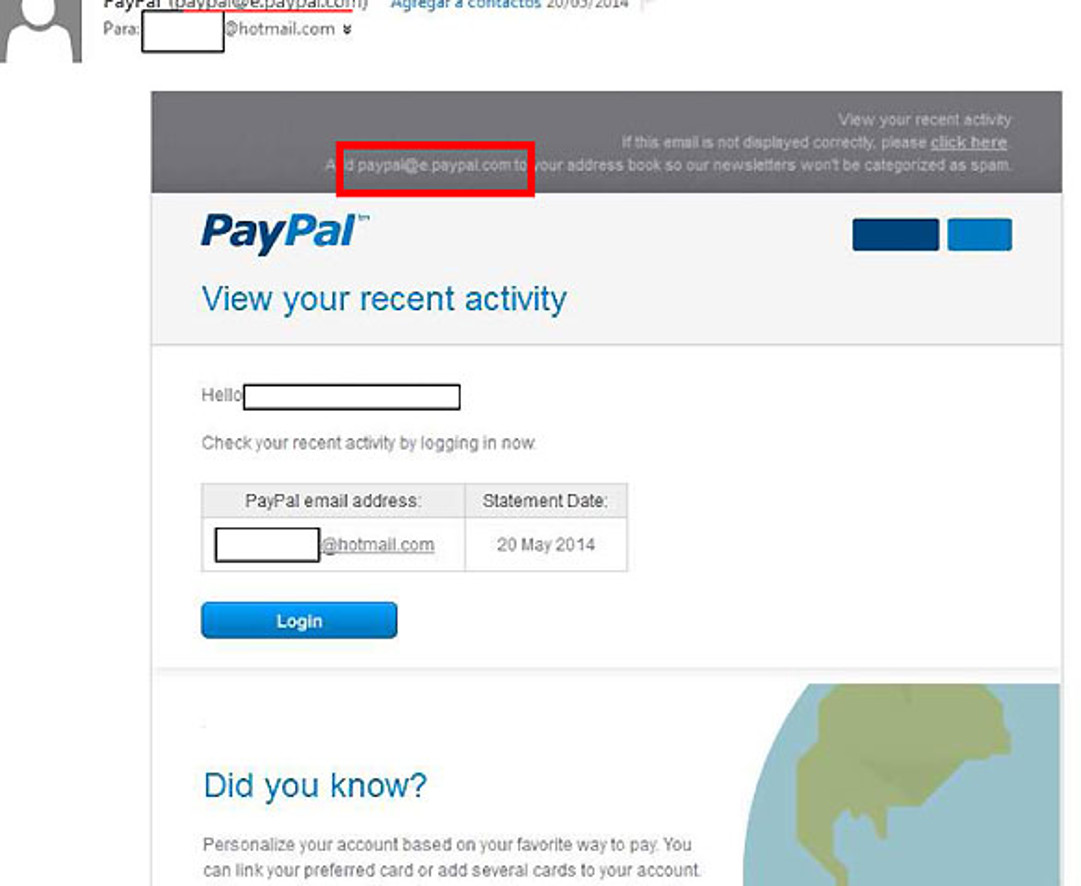 La Policia alerta sobre la suplantació del web de Paypal