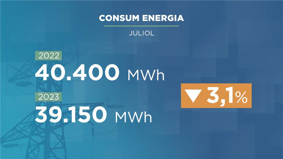 El consum d'energia del mes passat va baixar un 3,1% respecte