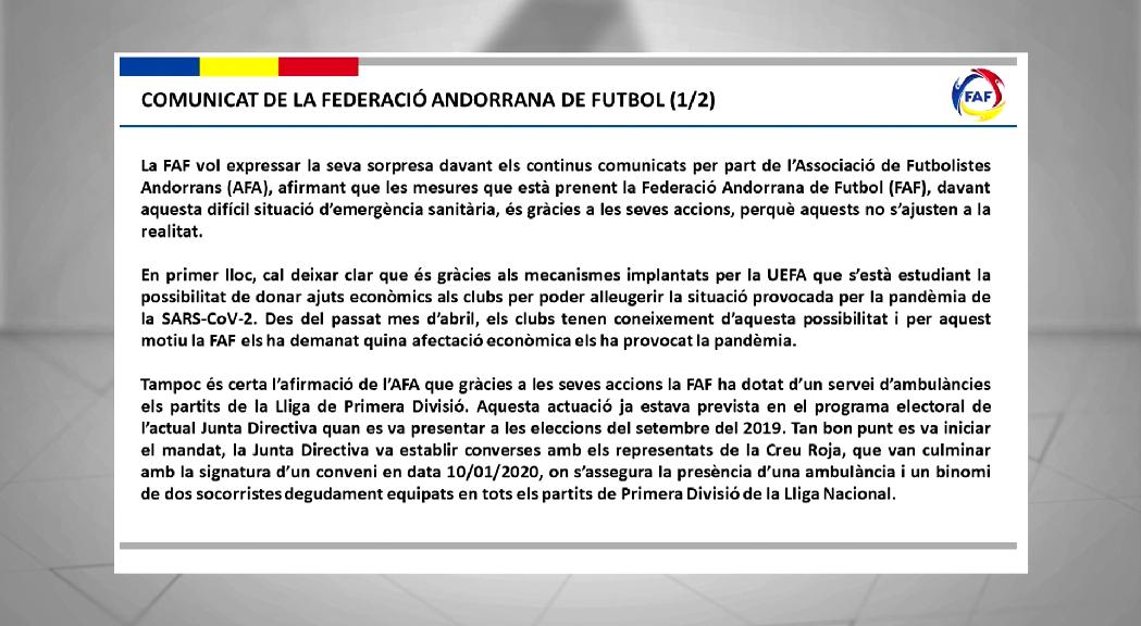La Federació de Futbol ha respost amb un comunicat oficial