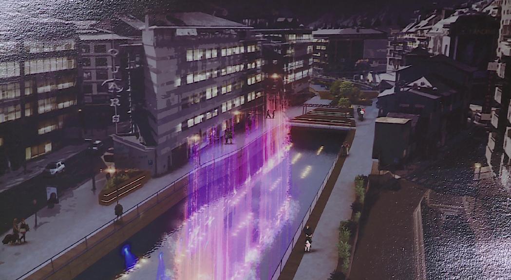 Una font amb llums de colors al riu, l'atracció del projecte guanyador per remodelar La Rotonda