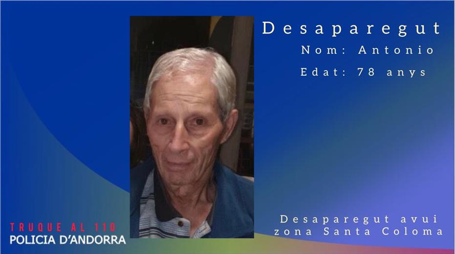 La policia busca un home de 78 anys que ha desaparegut a Santa Co