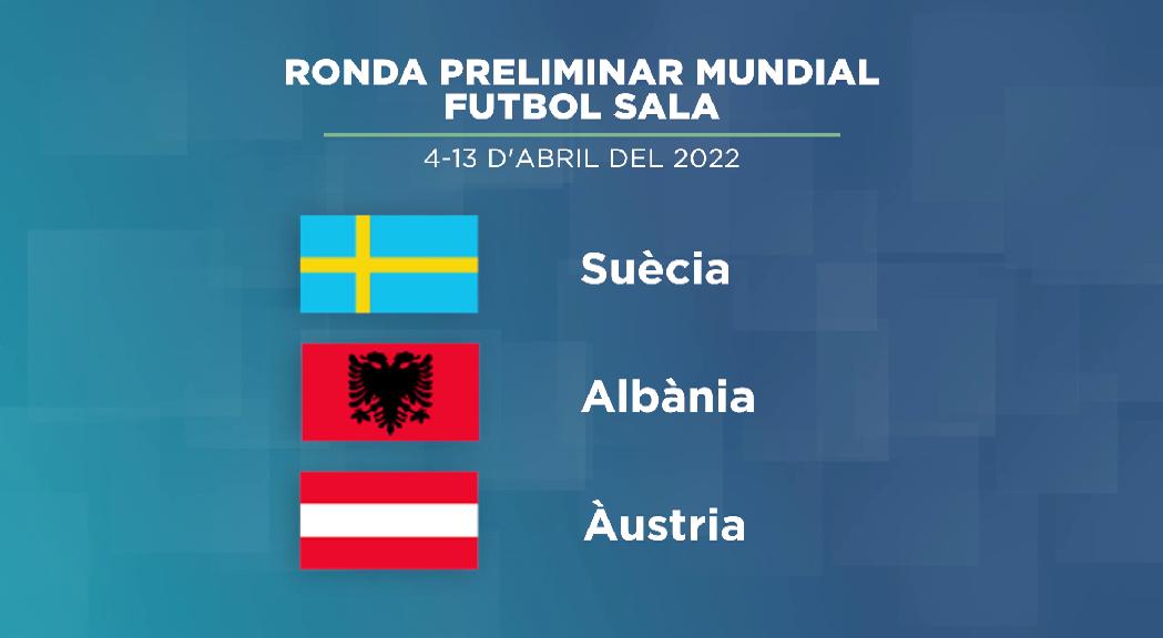 La selecció de futbol sala s'enfrontarà a Suècia, Albània i Àustr