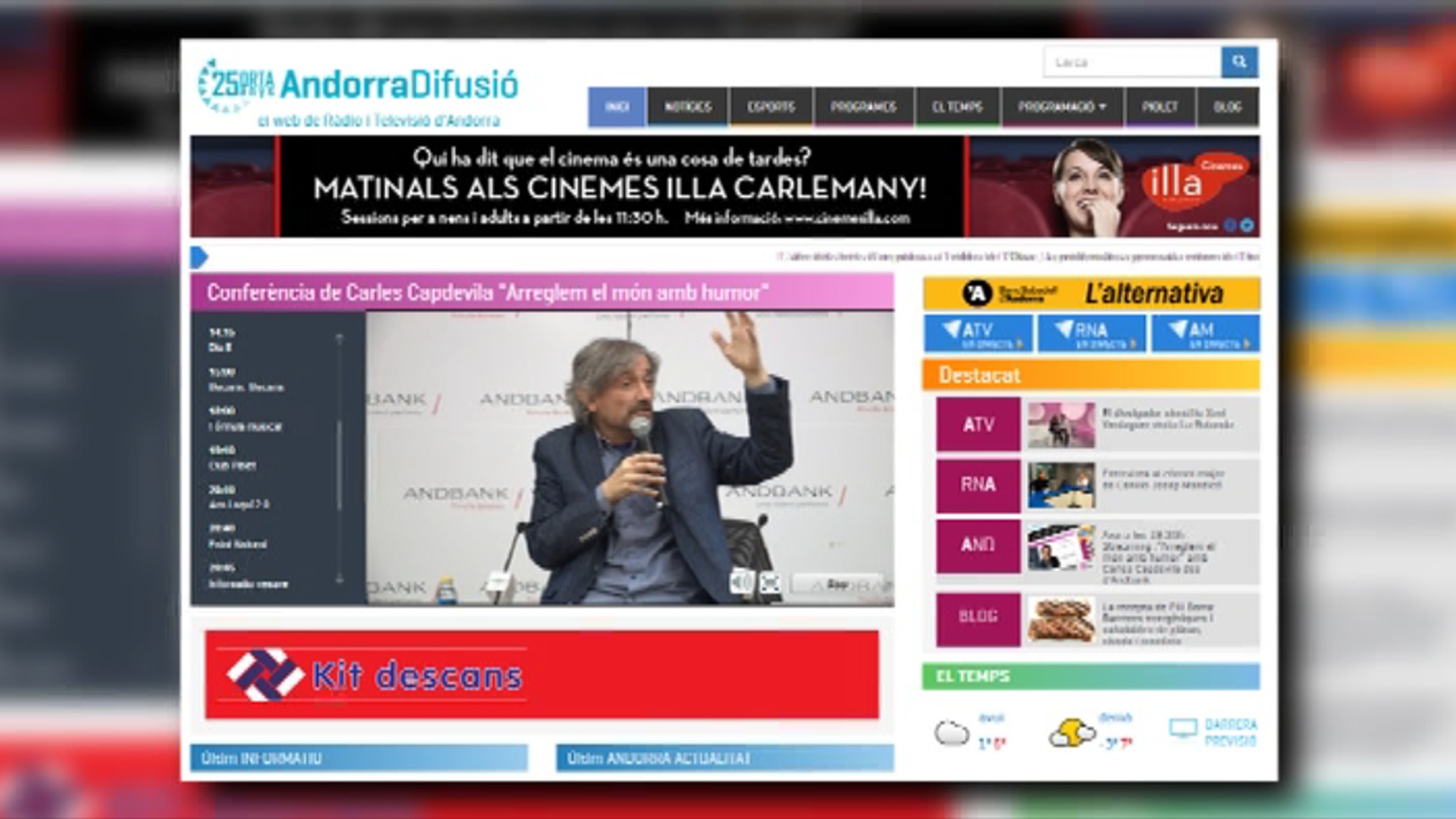 La conferència de Carles Capdevila estrena el nou projecte divulgatiu per streaming d'Andorra Difusió